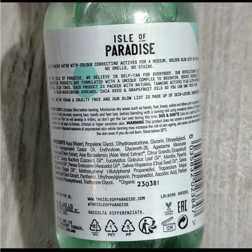 Isle of Paradise - Medium Self-Tanning Water, New - 6.76 oz, Color Correcting - Picture 3 of 3